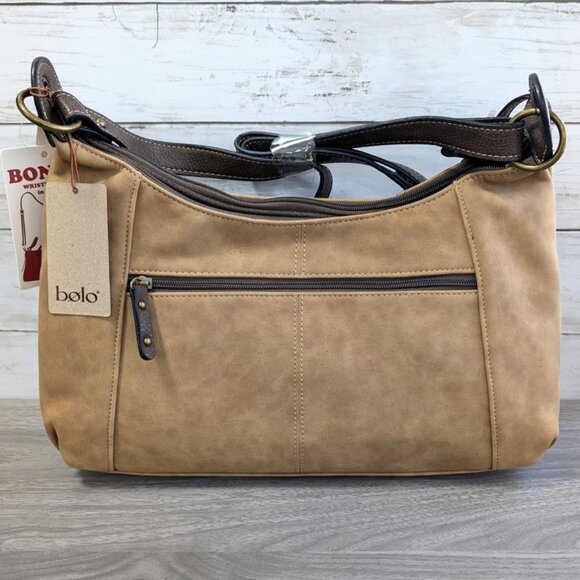 Brown hobo crossbody bag with wristlet by Bolo NWT - Picture 2 of 9